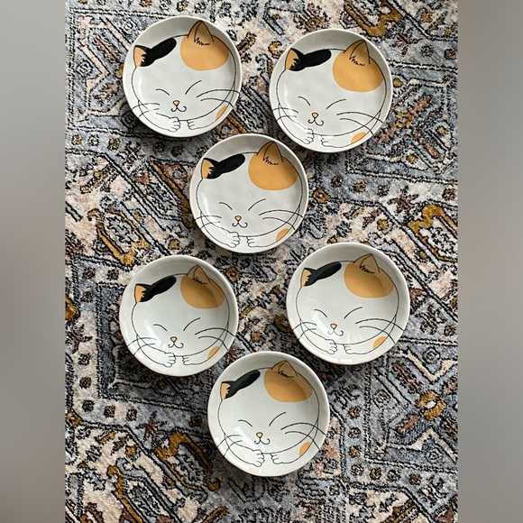 Japanese cat theme 3 dishes & 3 plates - Picture 2 of 14
